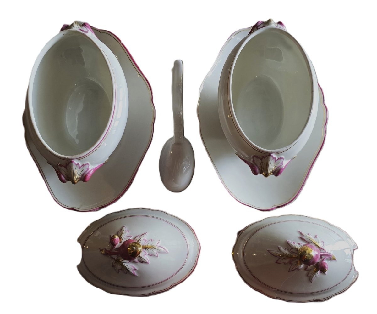 Paire de saucières anciennes en porcelaine, fin XIXᵉ siècle -photo-4