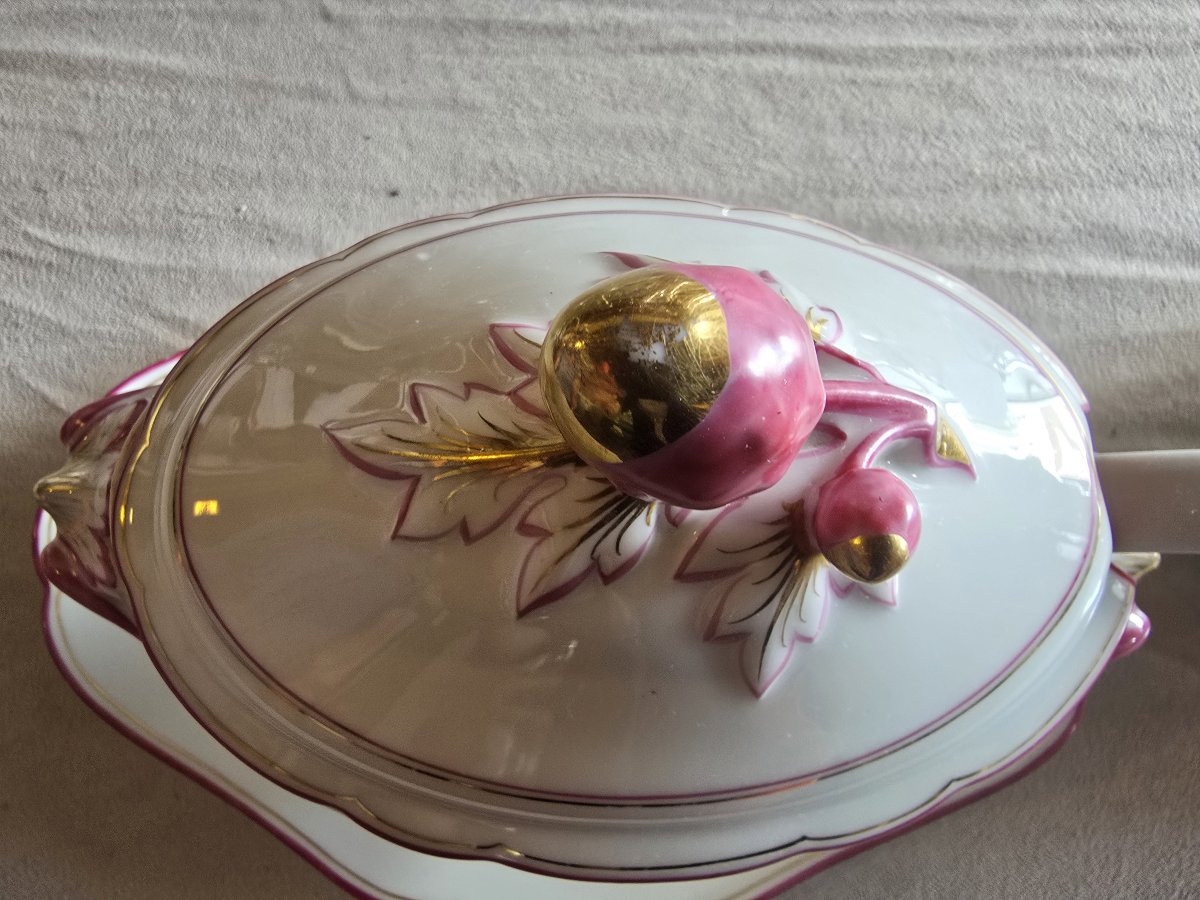 Paire de saucières anciennes en porcelaine, fin XIXᵉ siècle -photo-2