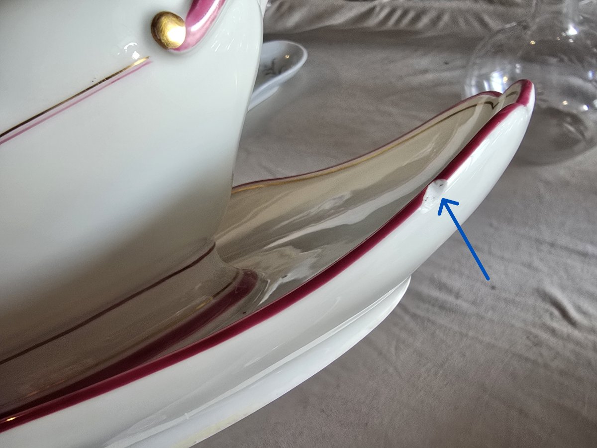 Paire de saucières anciennes en porcelaine, fin XIXᵉ siècle -photo-4