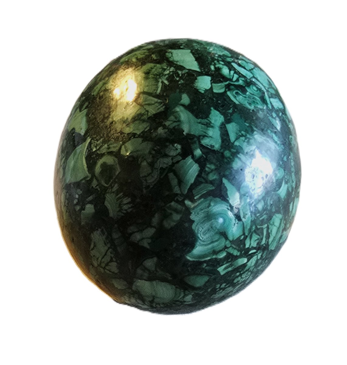 Ancien Œuf en malachite reconstituée-photo-4