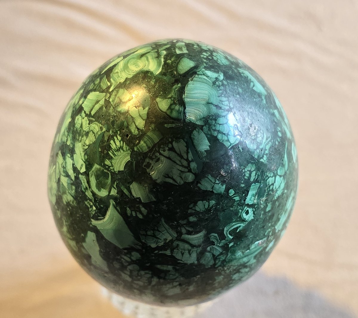 Ancien Œuf en malachite reconstituée-photo-2