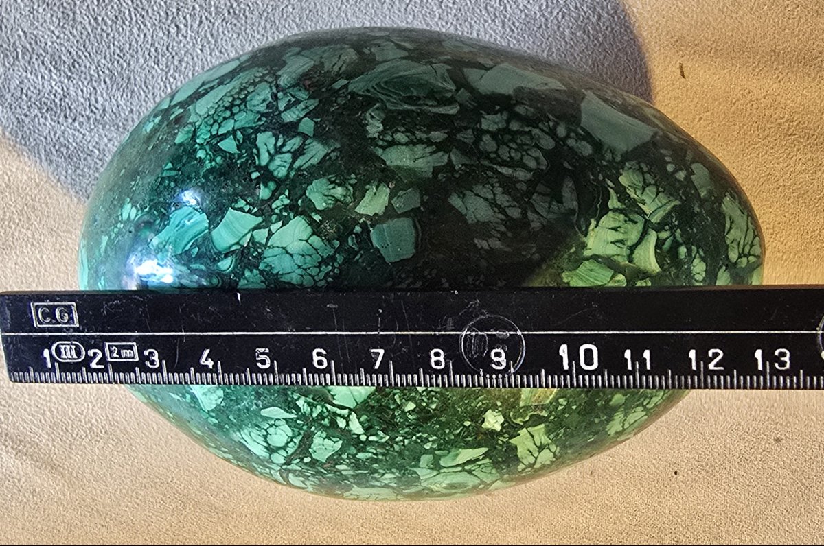 Ancien Œuf en malachite reconstituée-photo-3