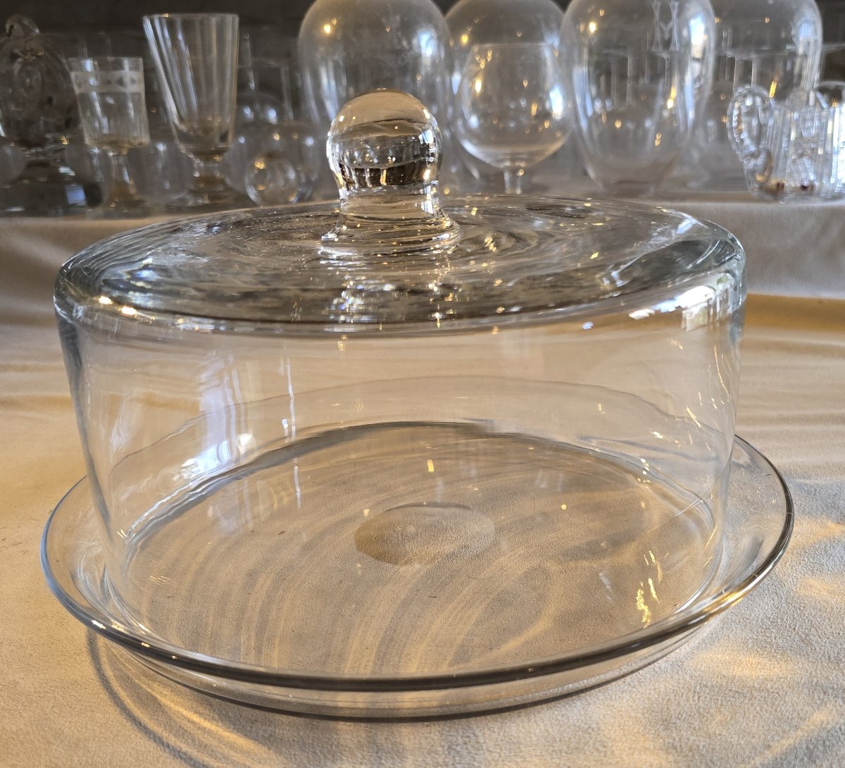 Antique Blown-glass Cheese Dome-photo-3