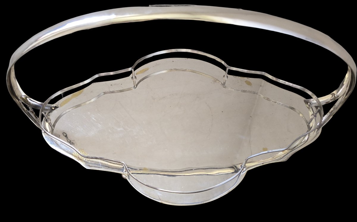 Antique Appetizer Dish In Silver-plated Metal And Crystal, Italy, Circa 1920-photo-2