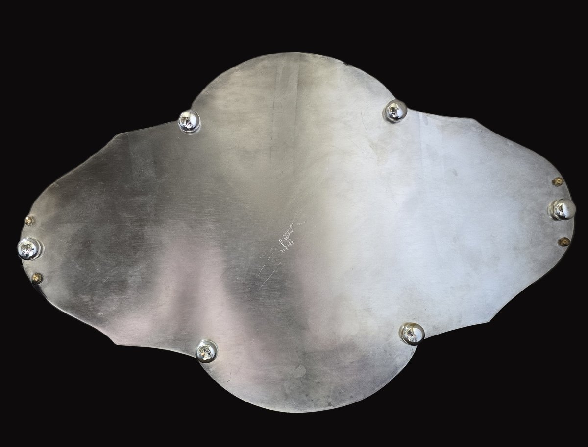 Antique Appetizer Dish In Silver-plated Metal And Crystal, Italy, Circa 1920-photo-3