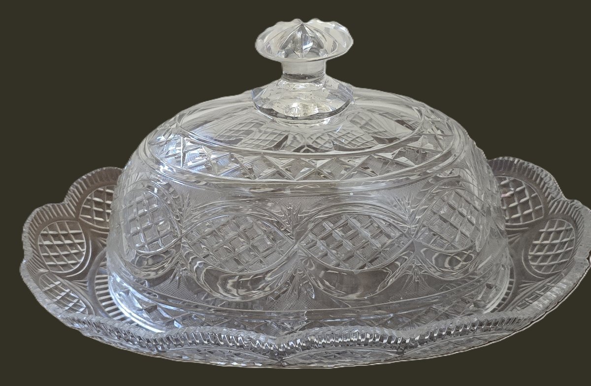 Antique Oval Bell With A Cut-glass Tray-photo-2