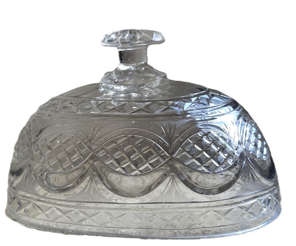 Antique Oval Bell With A Cut-glass Tray-photo-3