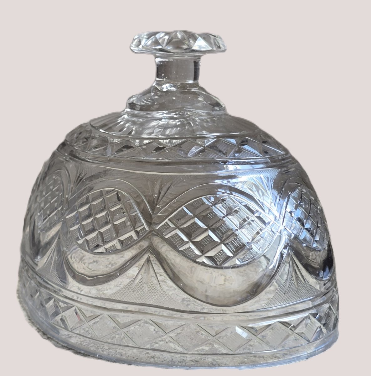 Antique Oval Bell With A Cut-glass Tray-photo-4