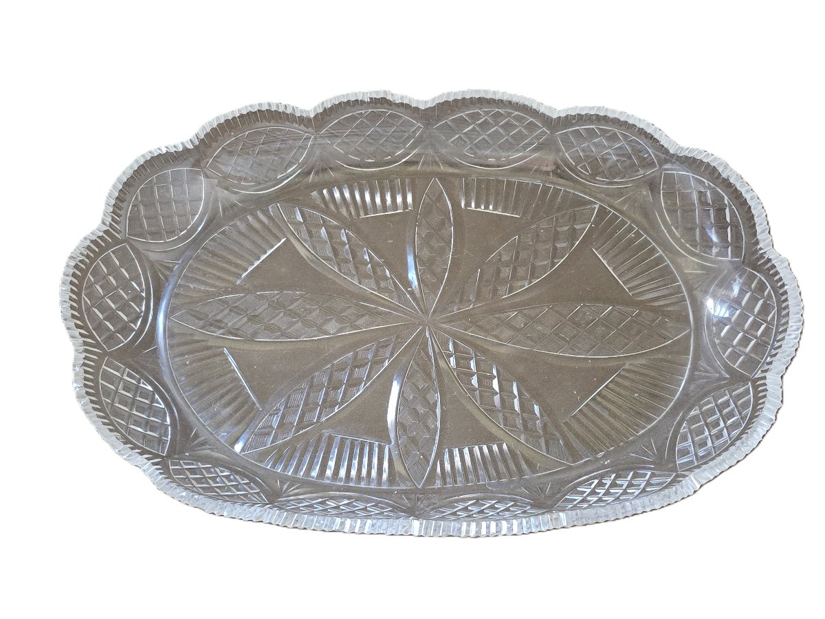 Antique Oval Bell With A Cut-glass Tray-photo-3