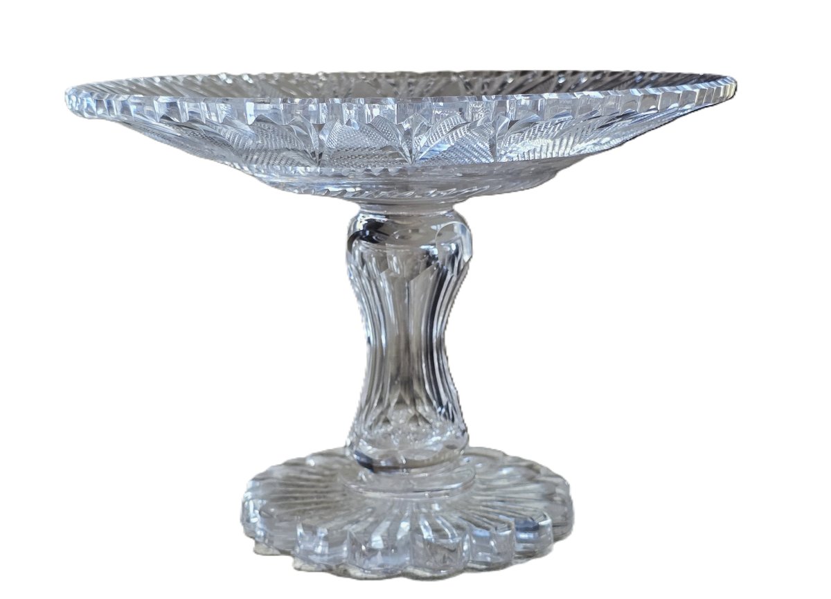 Antique Hand-cut Crystal Cake Stand, Early 20th Century-photo-2