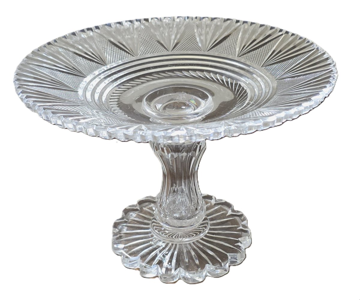 Antique Hand-cut Crystal Cake Stand, Early 20th Century-photo-3