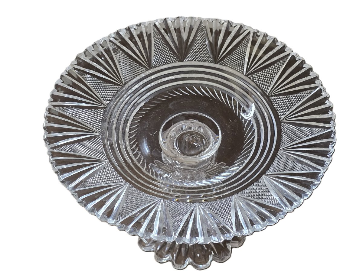 Antique Hand-cut Crystal Cake Stand, Early 20th Century-photo-1