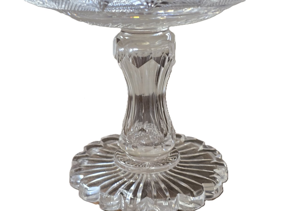 Antique Hand-cut Crystal Cake Stand, Early 20th Century-photo-3