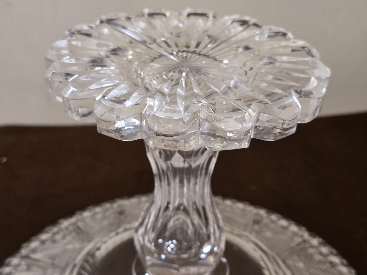 Antique Hand-cut Crystal Cake Stand, Early 20th Century-photo-4