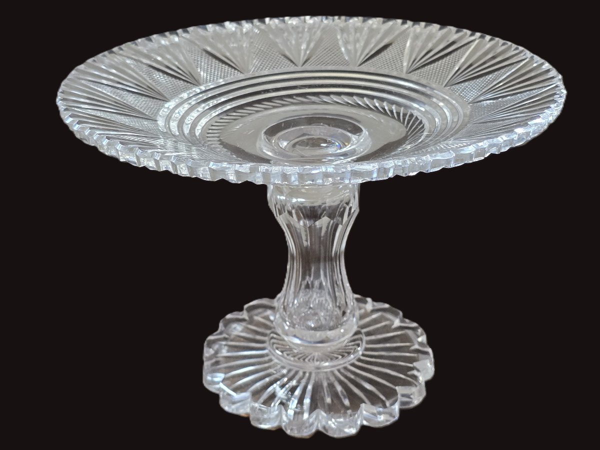 Antique Hand-cut Crystal Cake Stand, Early 20th Century