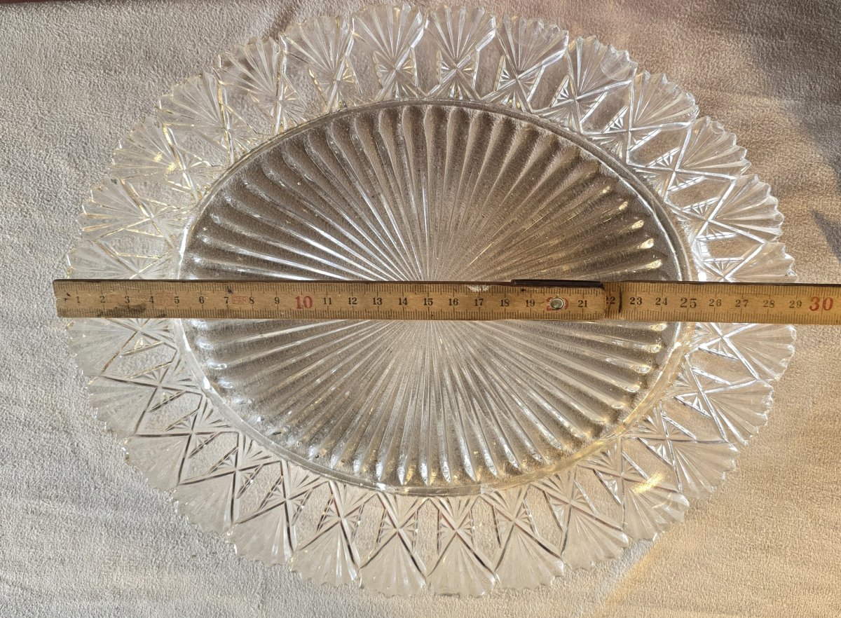 Antique Oval Tray Made Of Hand-cut Crystal, Early 20th Century-photo-1