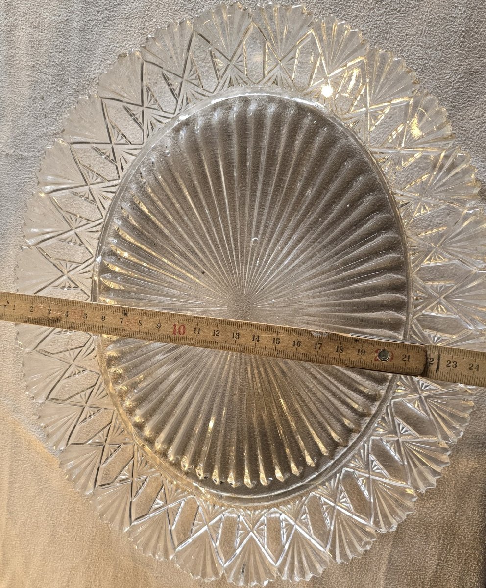 Antique Oval Tray Made Of Hand-cut Crystal, Early 20th Century-photo-2