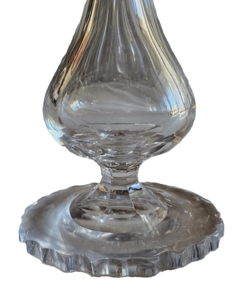 Ancien Vase soliflore en lourd cristal taillé et lisse-photo-2