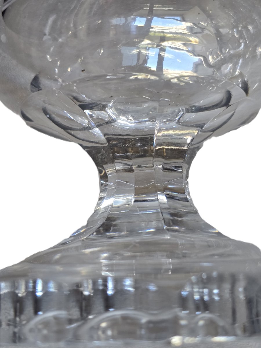 Ancien Vase soliflore en lourd cristal taillé et lisse-photo-3