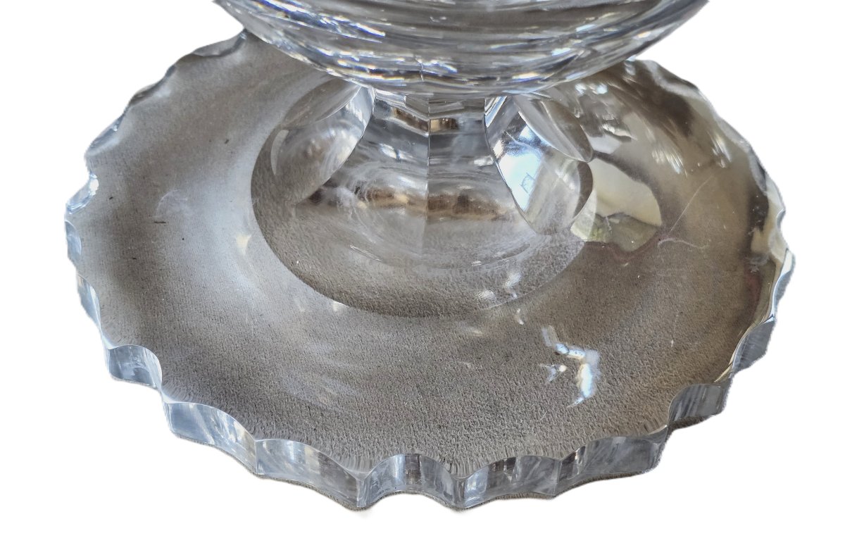 Ancien Vase soliflore en lourd cristal taillé et lisse-photo-4