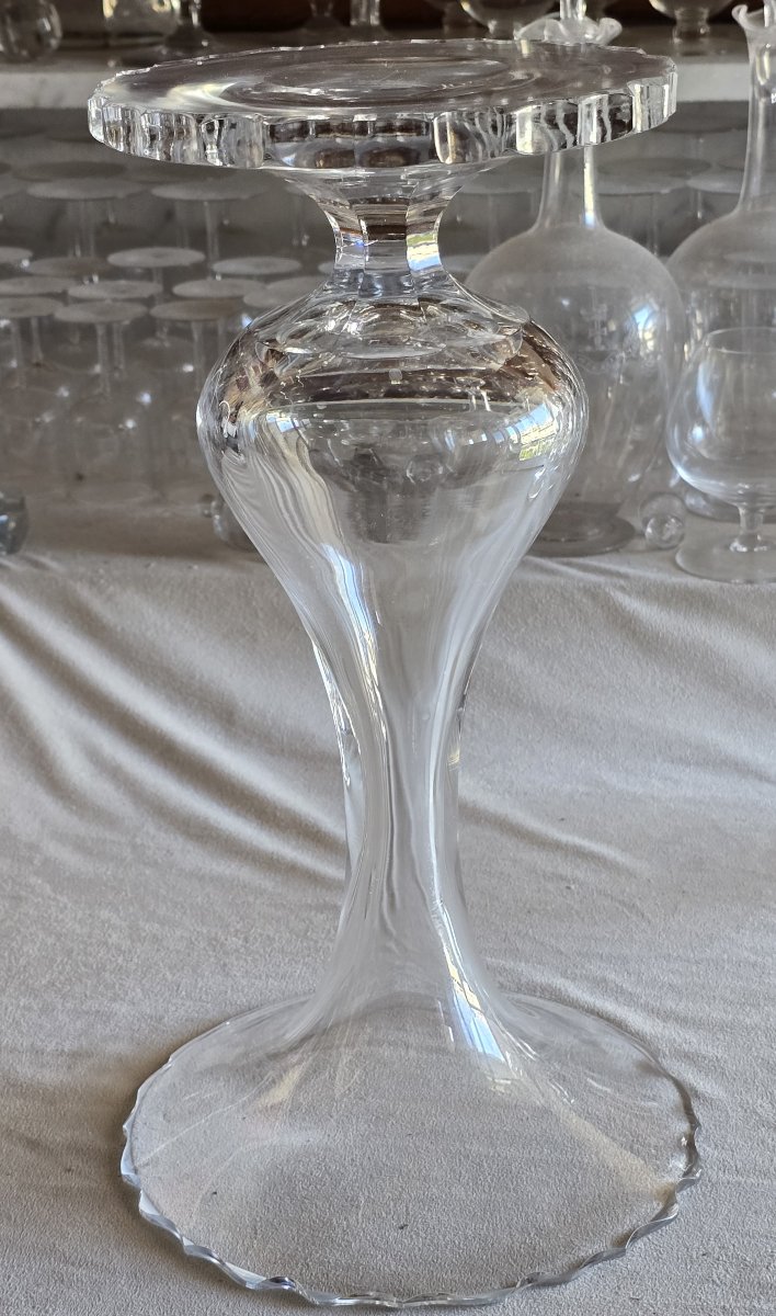 Ancien Vase soliflore en lourd cristal taillé et lisse-photo-2
