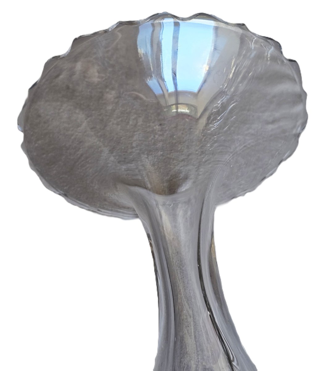 Ancien Vase soliflore en lourd cristal taillé et lisse-photo-3