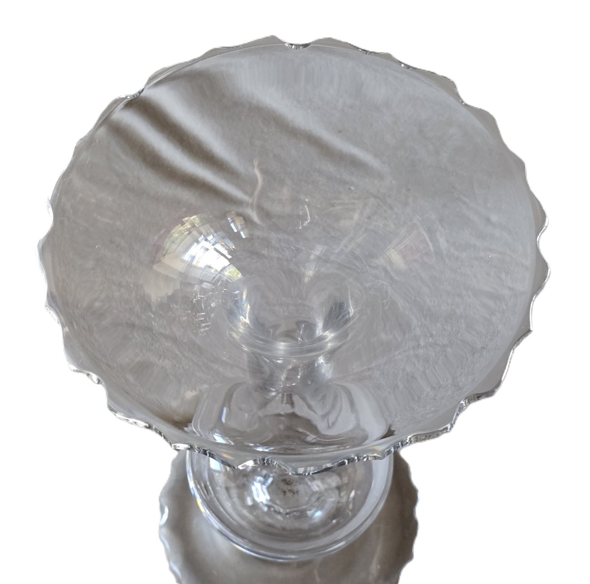 Ancien Vase soliflore en lourd cristal taillé et lisse-photo-4