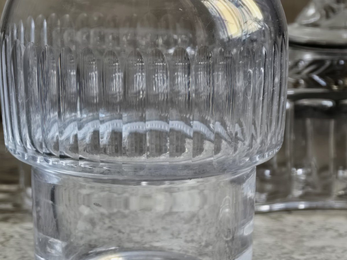 Ancien huilier‑vinaigrier en cristal moulé, attribué à Baccarat – XIXᵉ siècle-photo-5