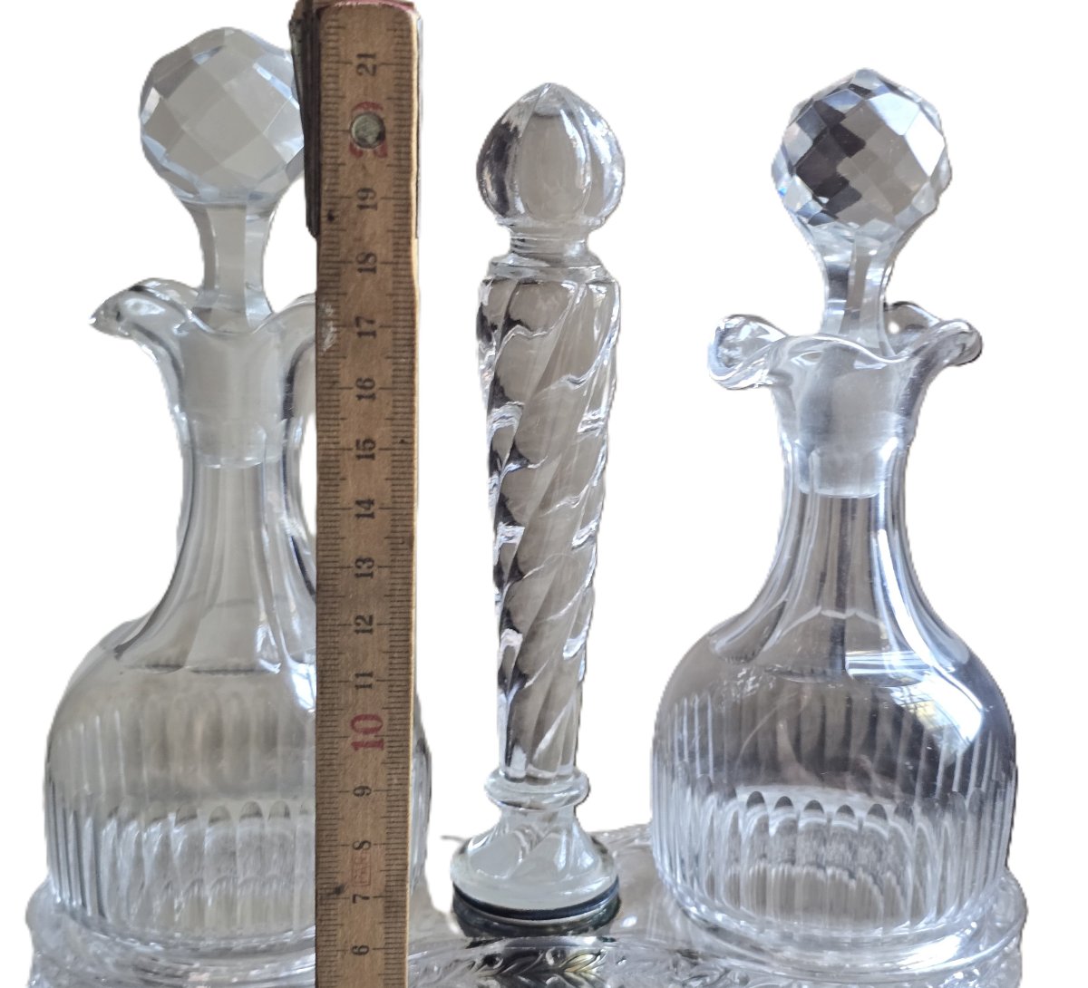 Ancien huilier‑vinaigrier en cristal moulé, attribué à Baccarat – XIXᵉ siècle-photo-6