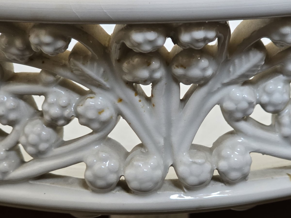 Antique Openwork Majolica Cake Stand, Ginori Manifattura Novecento, 1950–1970-photo-2