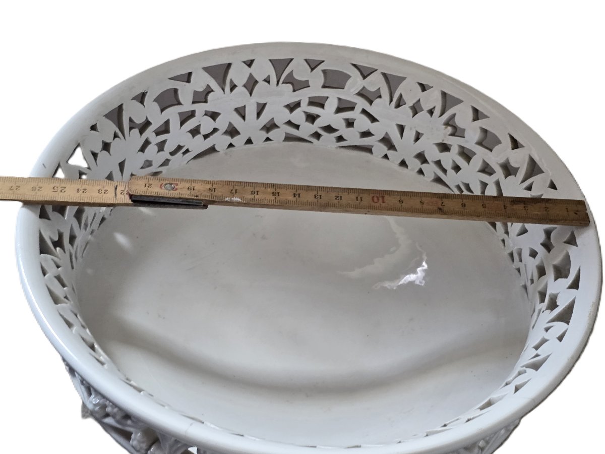 Antique Openwork Majolica Cake Stand, Ginori Manifattura Novecento, 1950–1970-photo-5