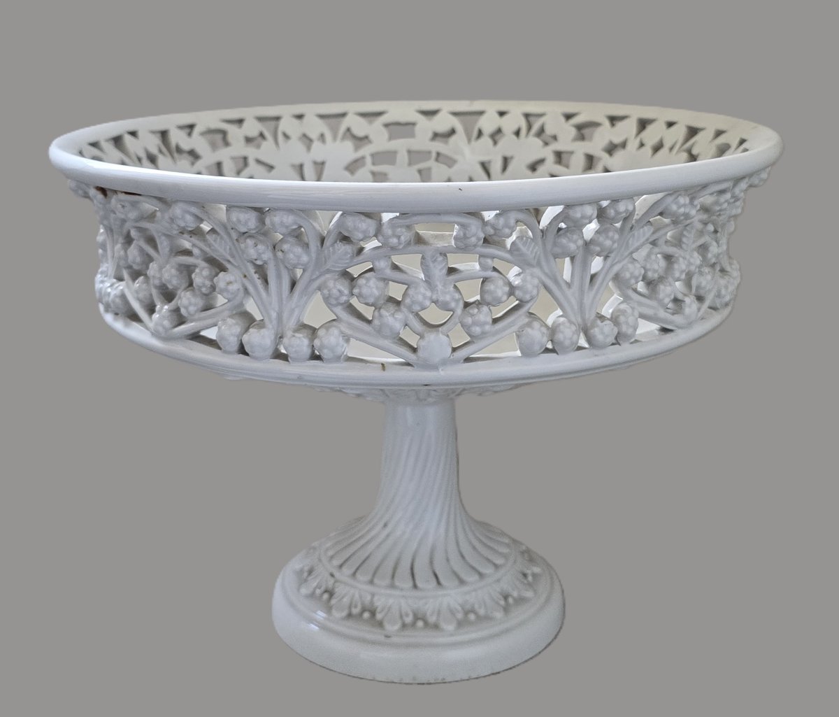 Antique Openwork Majolica Cake Stand, Ginori Manifattura Novecento, 1950–1970