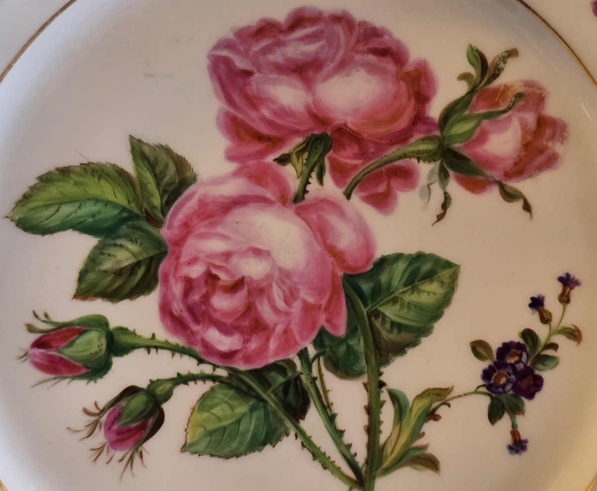Ancienne assiette en porcelaine de Paris à décor de roses – fin XIX ème siècle-photo-2