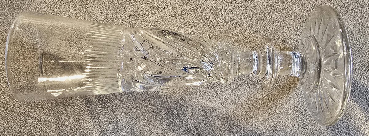Set Of 12 Crystal Flutes, “ss” Model, Baccarat Or Saint-louis, Restoration Period-photo-2