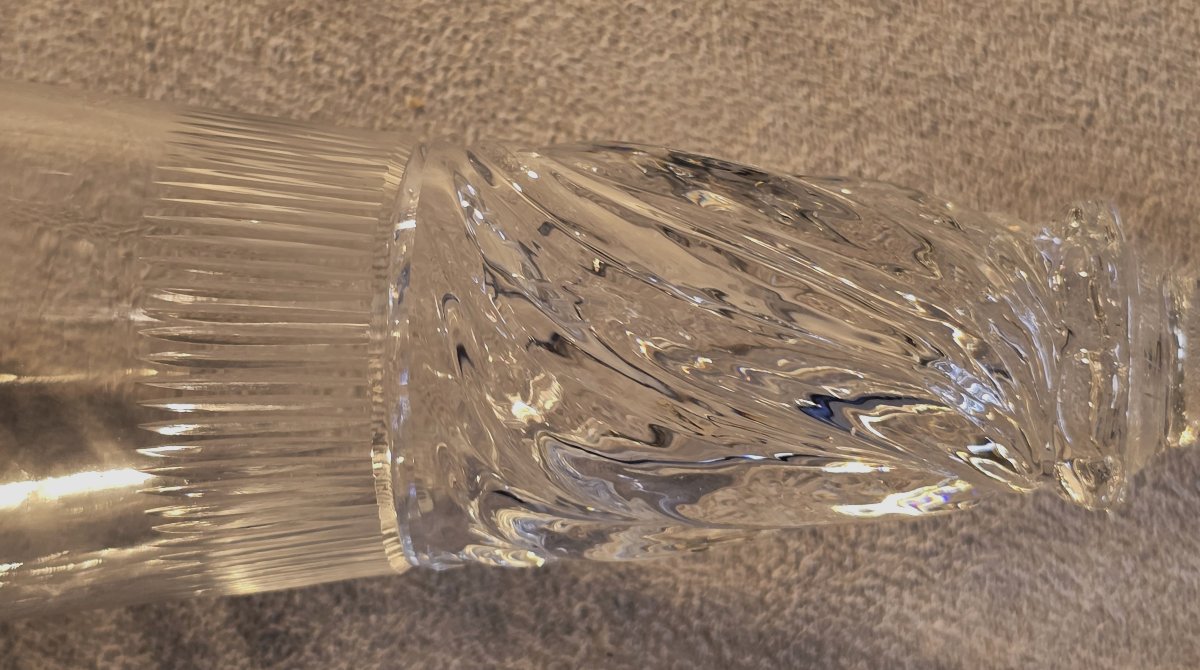Set Of 12 Crystal Flutes, “ss” Model, Baccarat Or Saint-louis, Restoration Period-photo-3