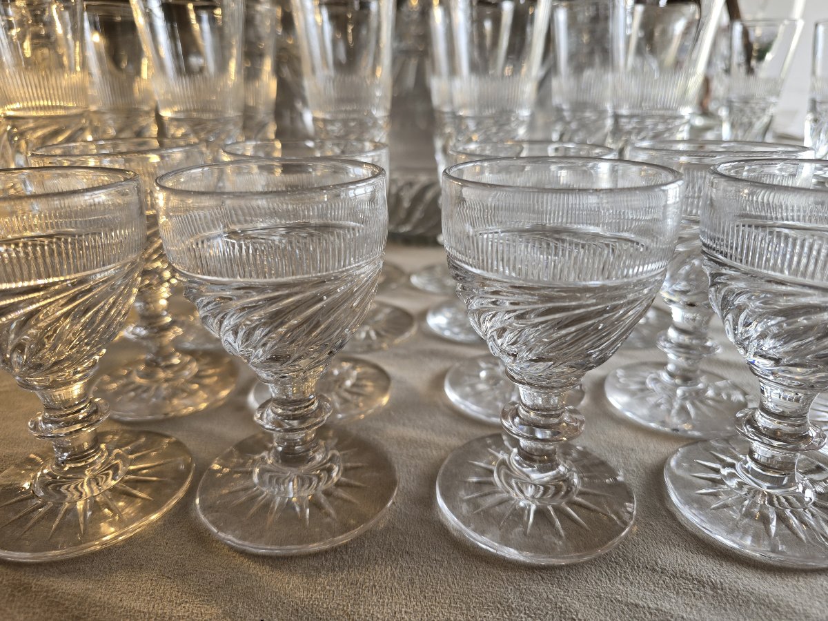 Lot Of 8 Crystal Glasses, Known As The “ss” Model By Baccarat Or Saint-louis, From The Restoration Period-photo-2