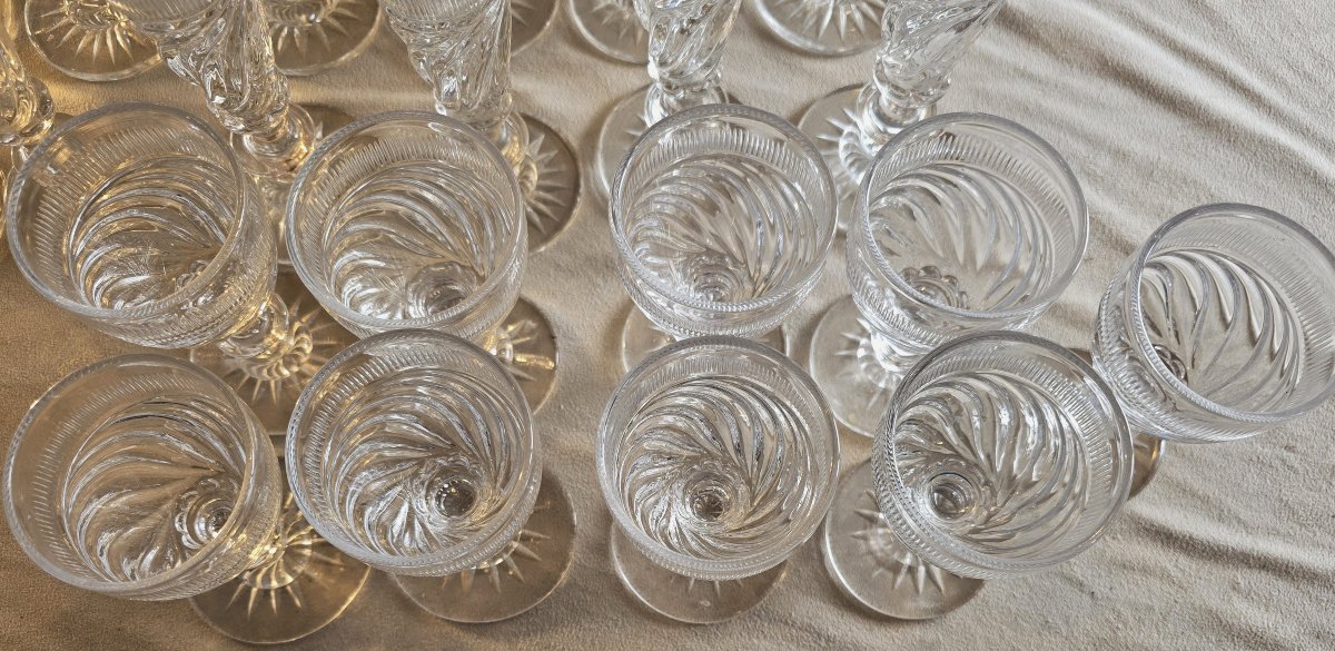 Lot Of 8 Crystal Glasses, Known As The “ss” Model By Baccarat Or Saint-louis, From The Restoration Period-photo-3