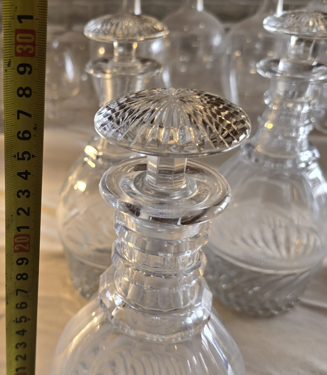 Ensemble de 4 carafes en cristal, modèle dit “SS”  Baccarat ou Saint‑Louis, époque Restauration-photo-5