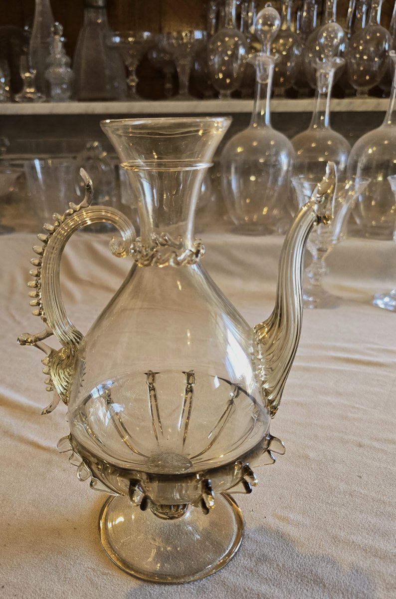 Blown Glass Spouted Jug, Salviati, Murano, Italy, Circa 1880–1900
