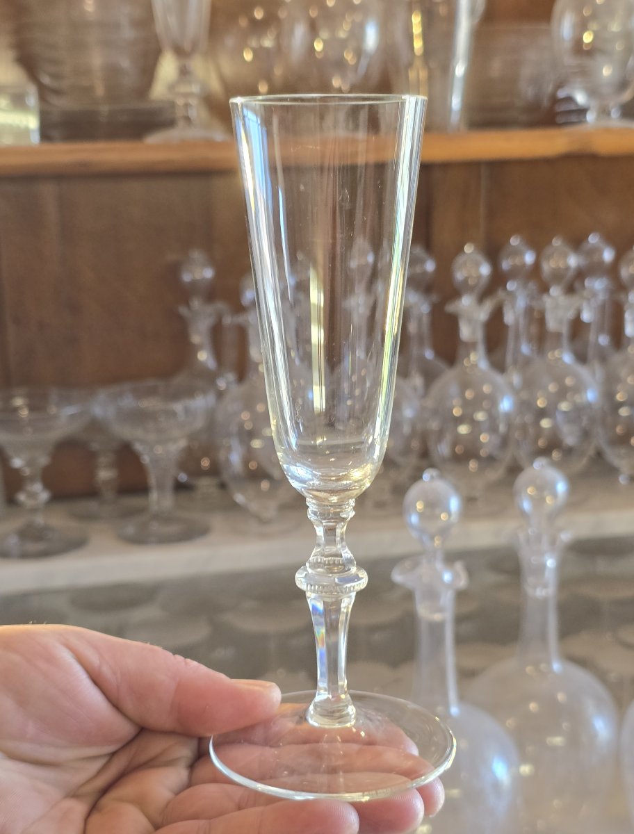 Set Of Six Moser Mozart Crystal Flutes, 1980–2000-photo-1
