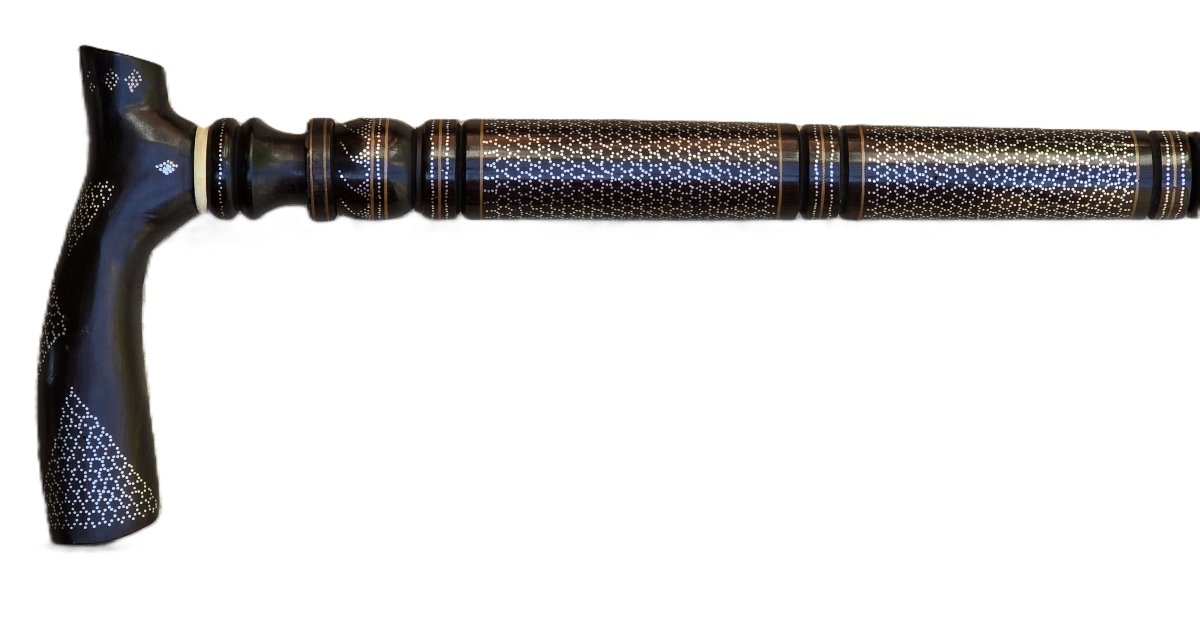 Antique Wooden Walking Stick With Metal Inlays – Maghreb, First Half Of The 20th Century-photo-4