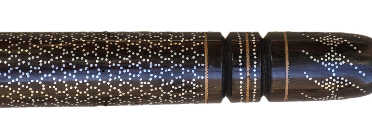 Antique Wooden Walking Stick With Metal Inlays – Maghreb, First Half Of The 20th Century-photo-3