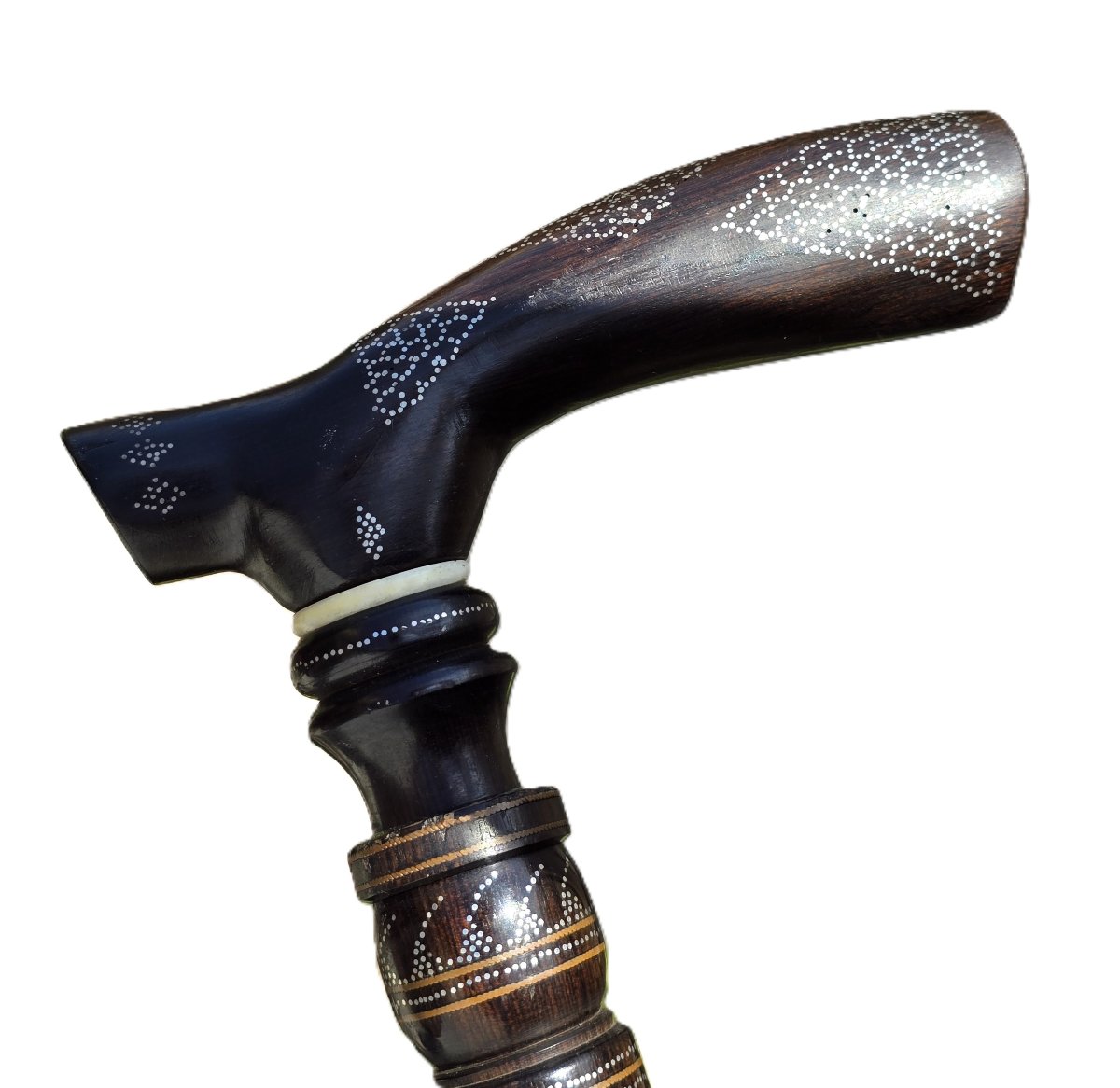 Antique Wooden Walking Stick With Metal Inlays – Maghreb, First Half Of The 20th Century-photo-5