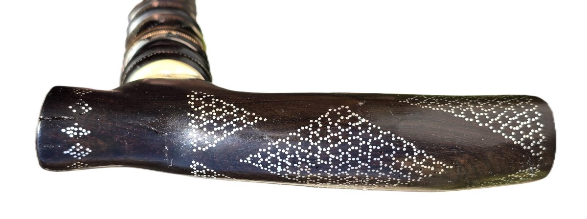 Antique Wooden Walking Stick With Metal Inlays – Maghreb, First Half Of The 20th Century-photo-7