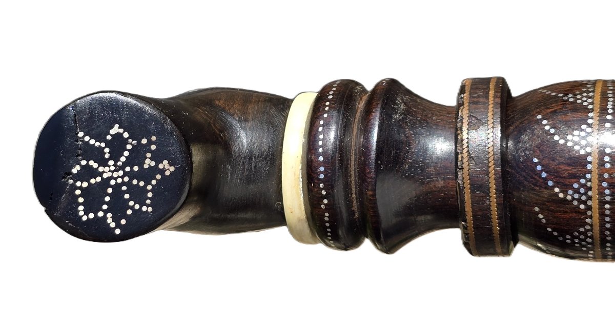 Antique Wooden Walking Stick With Metal Inlays – Maghreb, First Half Of The 20th Century-photo-8