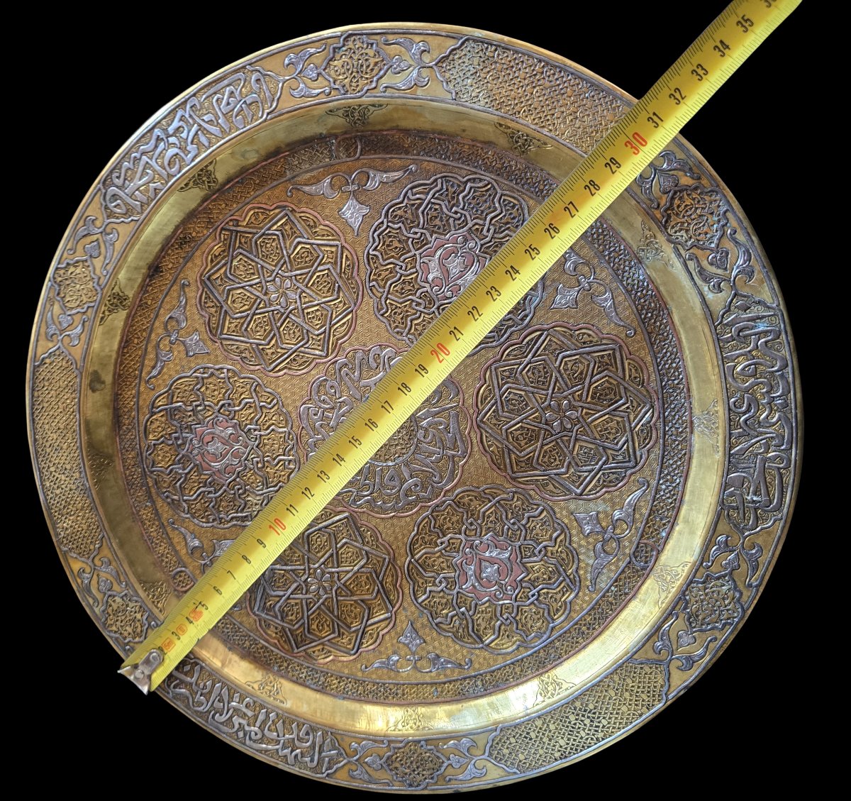 Antique Damascened Brass Plate, Middle East, 1940–1960-photo-5