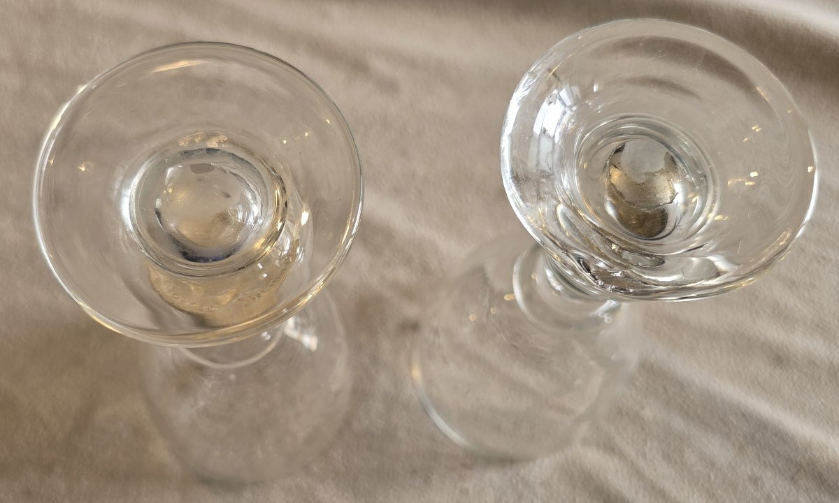 Paire de verres anciens avec monnaie intégrée dans la masse du verre-photo-4