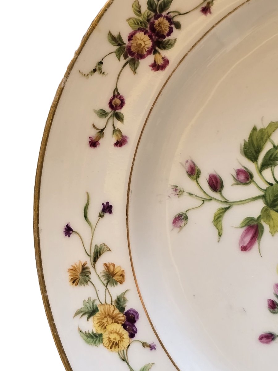 Assiette ancienne en porcelaine de Paris peinte à la main-photo-3
