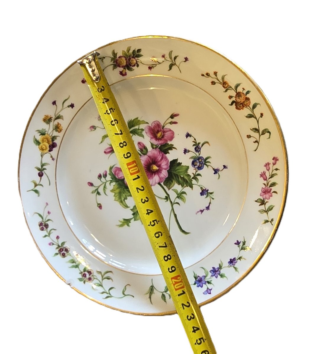 Assiette ancienne en porcelaine de Paris peinte à la main-photo-1