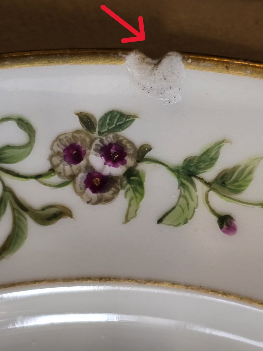 Assiette ancienne en porcelaine de Paris peinte à la main-photo-2